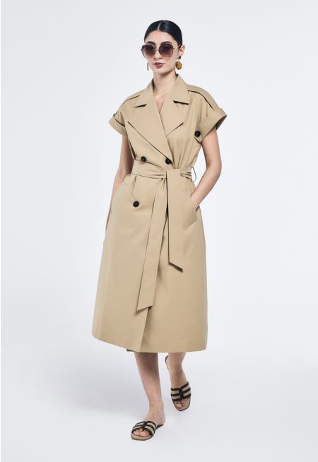 Sleeveless Trench Coat Dress