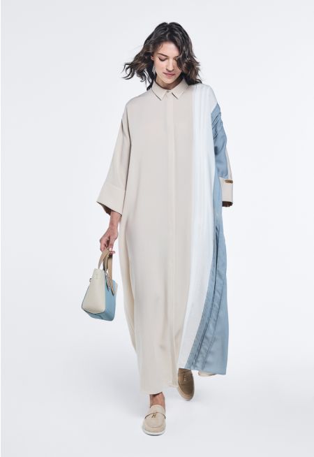 Oversized Color Block Shirt Dress