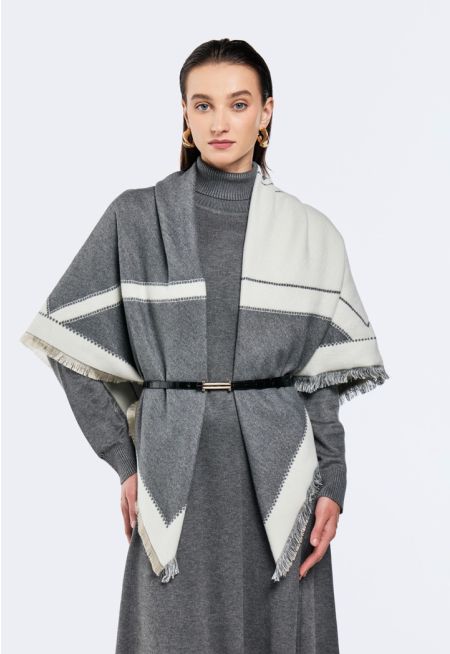 Geometric Frayed Pashmina Scarf