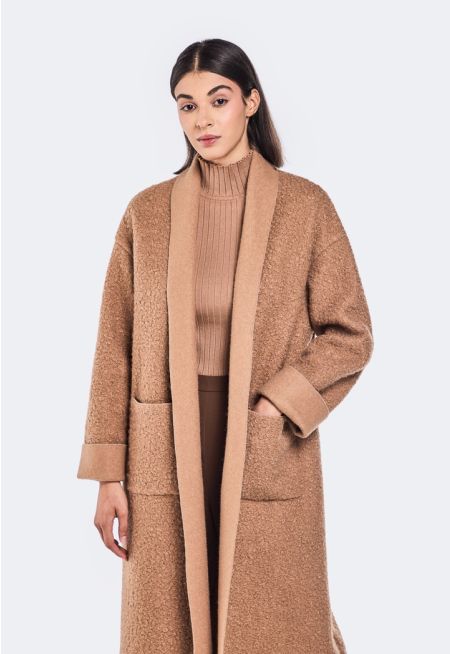 Solid Sherpa Midi Overcoat 