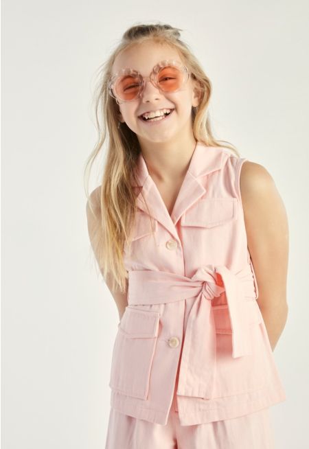 Belted Sleeveless Vest