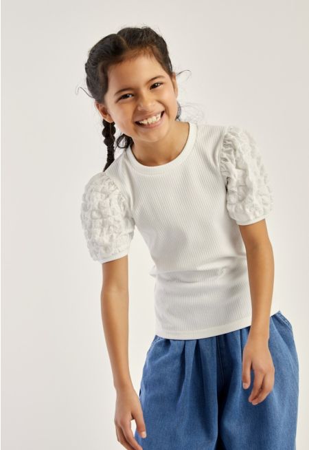 Textured Sleeves T Shirt