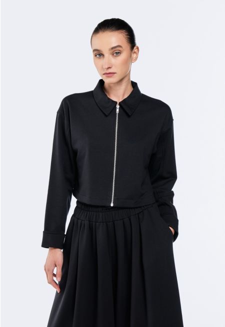 Cropped Zip-Up Jacket