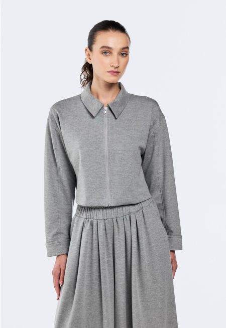 Cropped Zip-Up Jacket