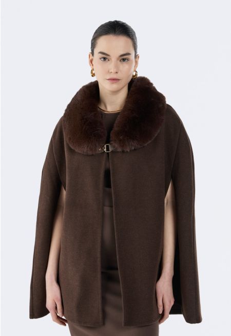 Faux Fur Neck Poncho