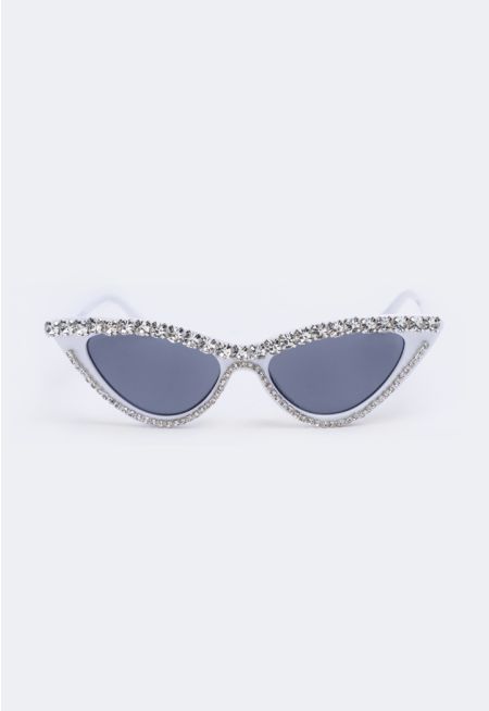 Cat Eye Crystal Embellished Sunglasses