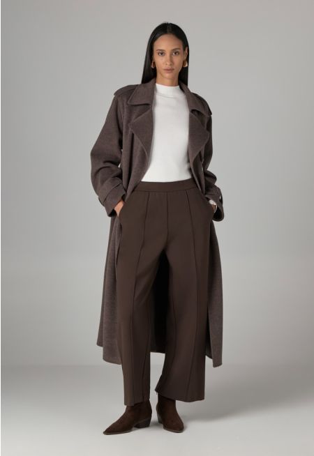 Solid High Waist Trousers