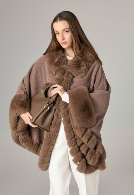 Knitted Faux Fur Poncho