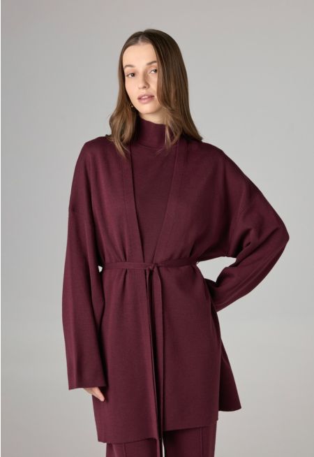 Long Sleeves Knitted Belted Cardigan