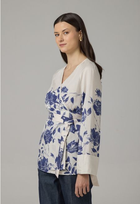 Tie Waist Floral Print Kimono