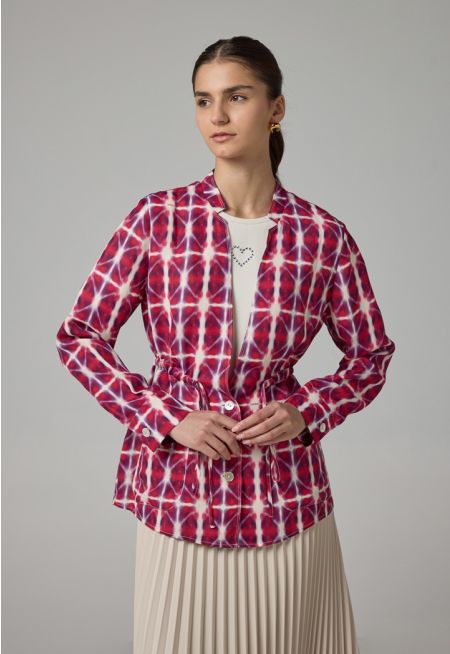 Front Pockets Printed Jacket