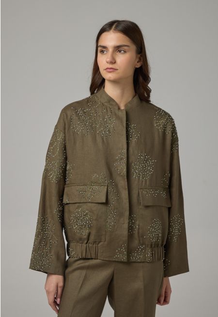 Floral Embroidered Linen Jacket