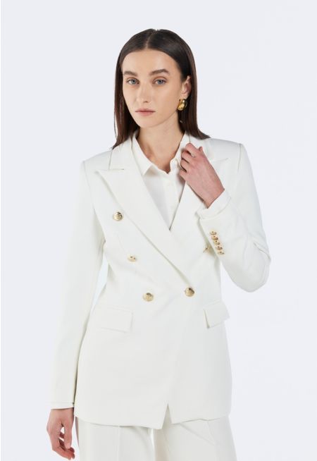 Solid Double Breasted Blazer