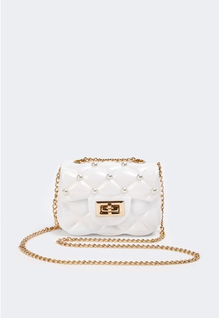 Faux Pearls Acrylic Crossbody Bag