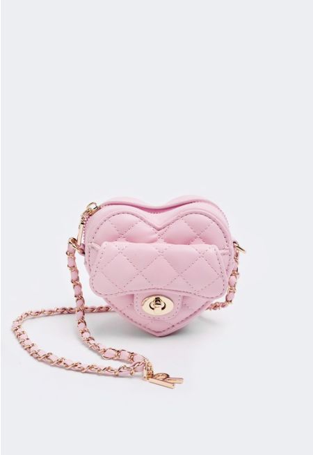 Heart Quilted Crossbody Bag