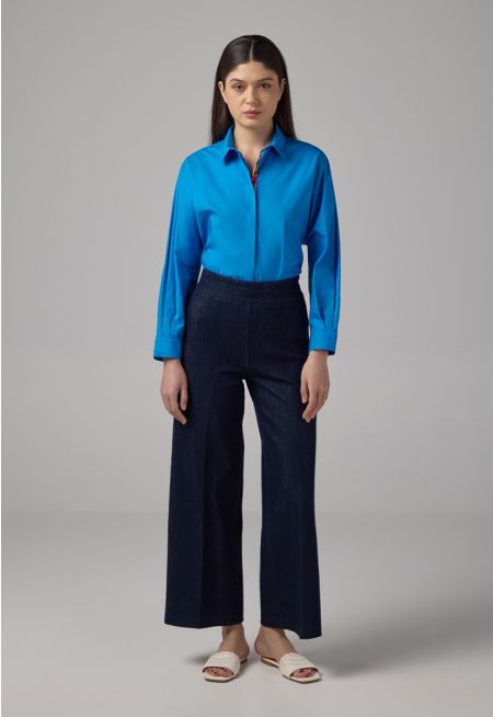 Straight Wide Leg Basic Denim Trousers