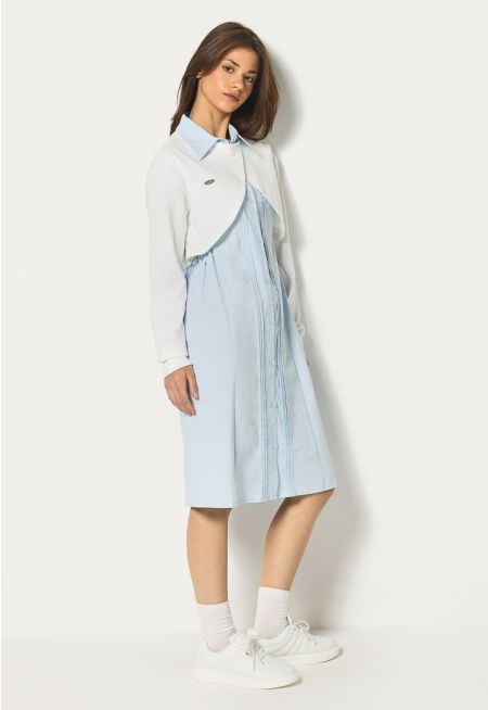 Attached Vest Button Dress