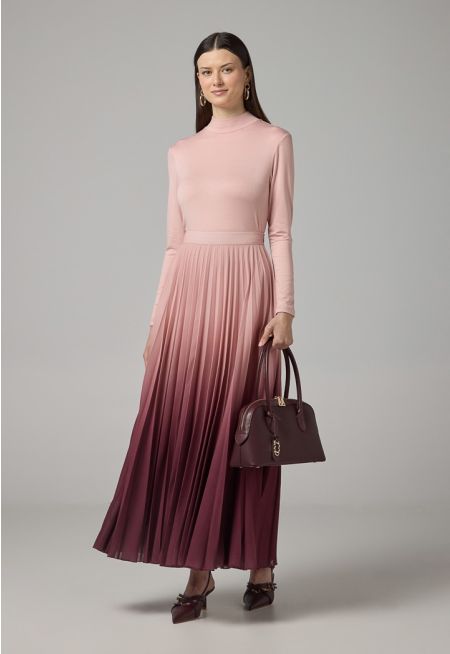 Omber Pleated Omber Flared Skirt