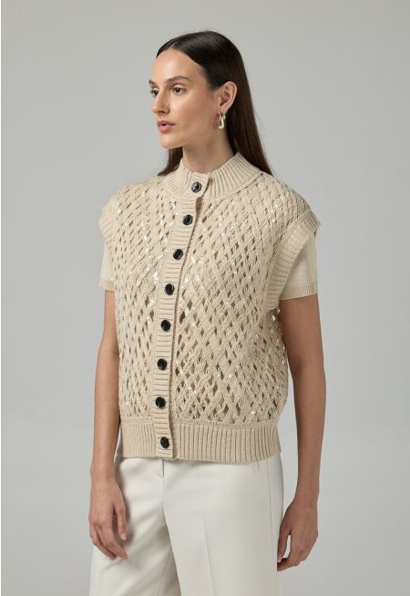 Knitted Sequin Sleeveless Vest