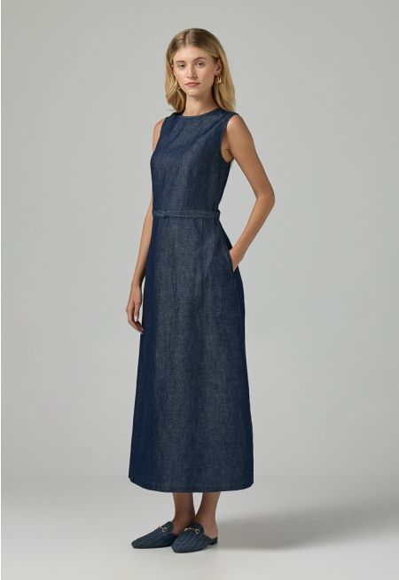 Sleeveless Denim Midi Dress