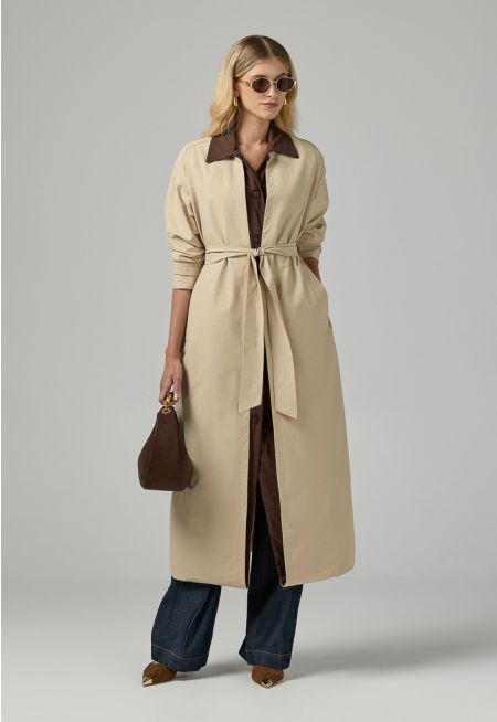 Contrast Maxi Belted Jacket