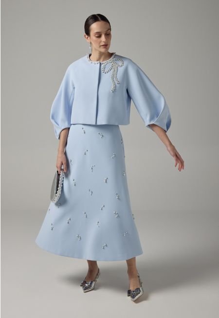 Crystal And Pearl Embellished Skirt