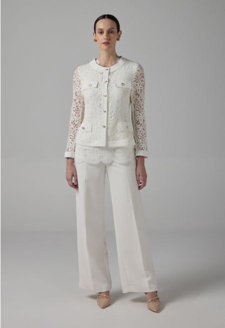 Wide Leg High-Waist Basic Trousers