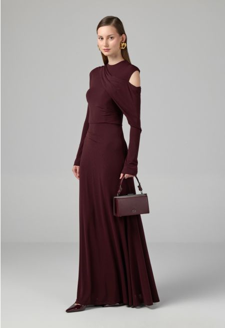 One Shoulder Knitted Maxi Dress 