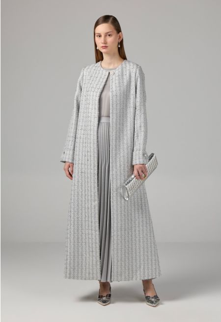 Long Sleeve Tweed Lurex Coat