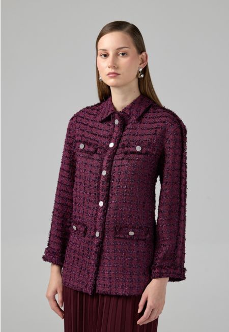 Long Sleeve Tweed Lurex Jacket
