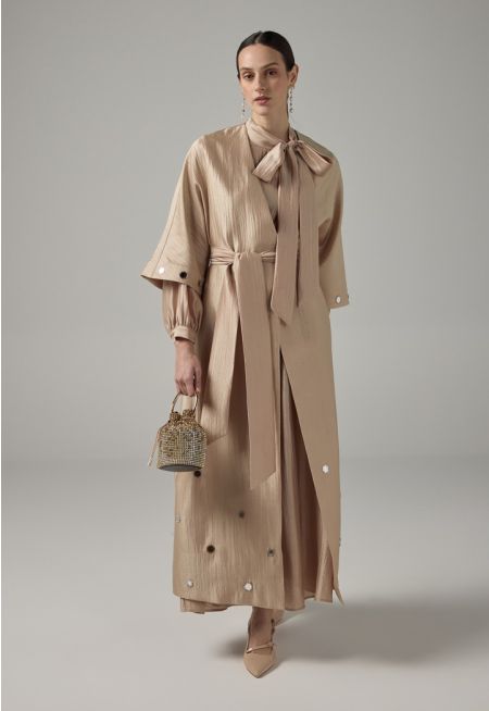 Embroidered Maxi Abaya With Mirror Accents 