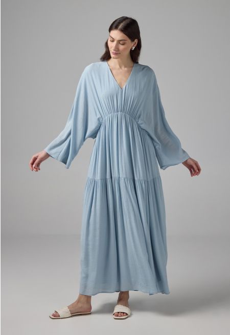 V-Neck Elastic Waist Dress