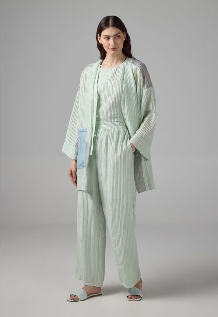 Elasticated Waist Straight Cut Trousers