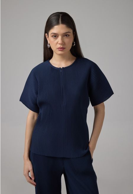 Short Sleeve Pleated Blouse