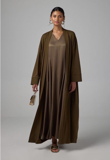 Solid Drop Shoulder Belted Abaya