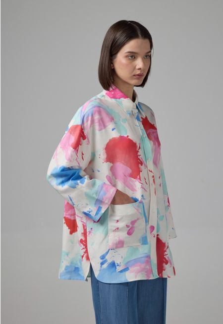 Printed Front Pockets Shirt