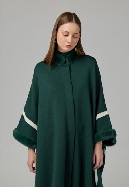 Contrast Knitted Poncho
