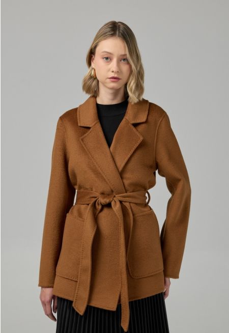 Handmade Belted Solid Jacket
