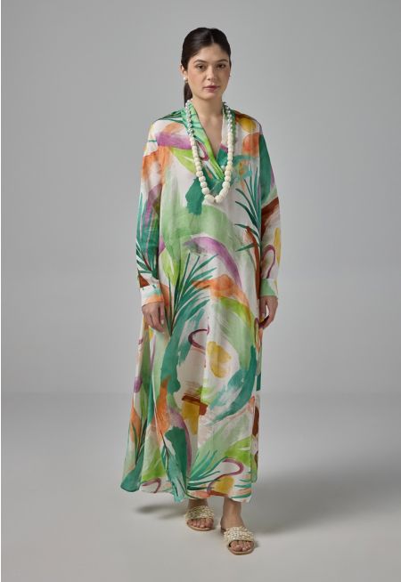 Printed V-Neck Dress