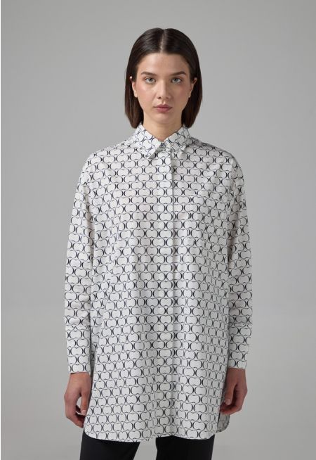 Allover Monogram Print Long Shirt