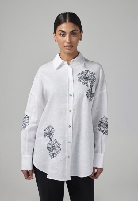 Embroidered High Low Shirt
