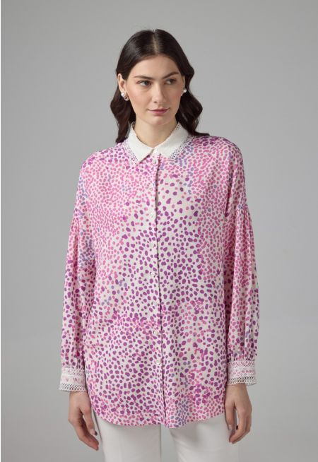 Polka Dots Printed Regular Fit Shirt