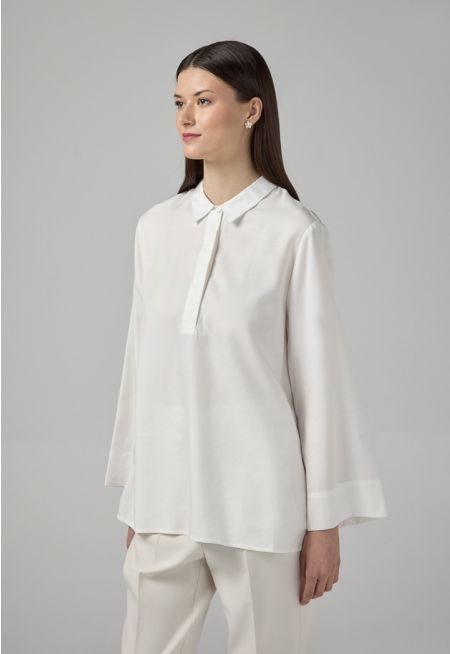 Half Buttons Basic Blouse  