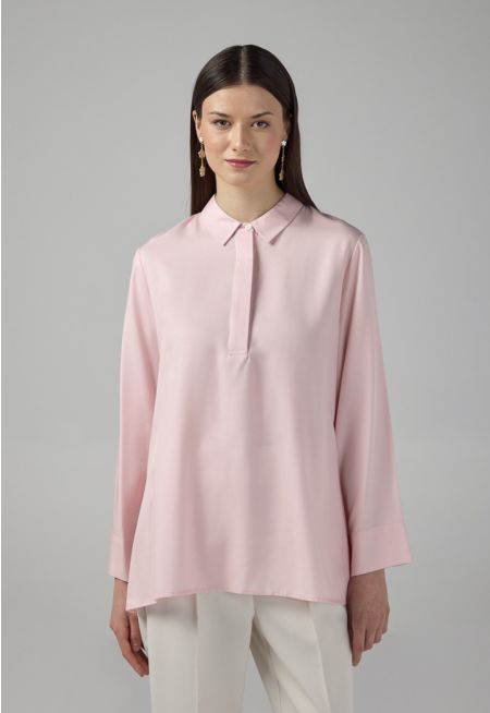 Half Buttons Basic Blouse  