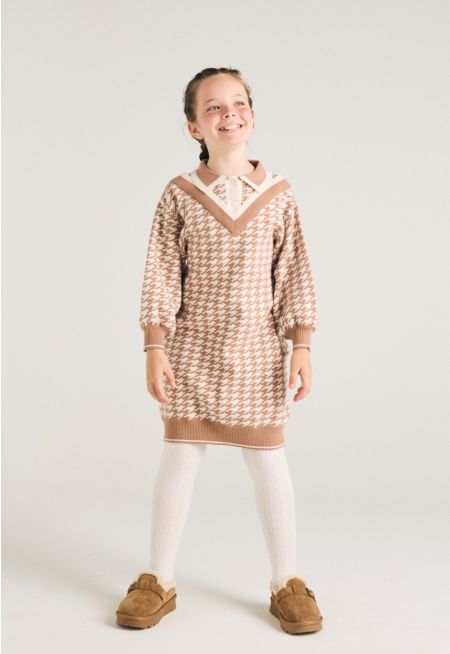 Houndstooth Knitted Dress
