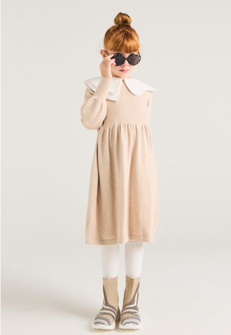 Asymmetrical Collar Knitted Dress