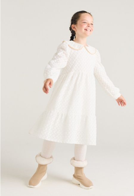 Faux Fur Floral Dress