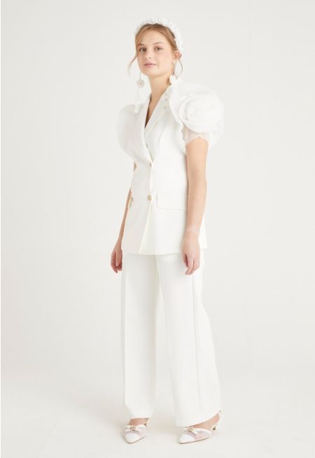 Metallic Hammered Buttons Trousers