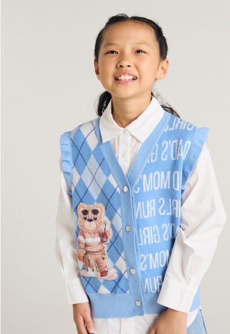 Argyle Vest and Shirt Combo (2PCS)