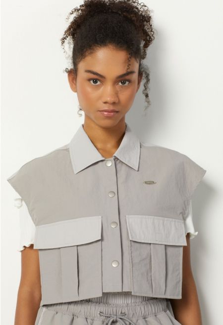 Strass Embellished Contrast Vest